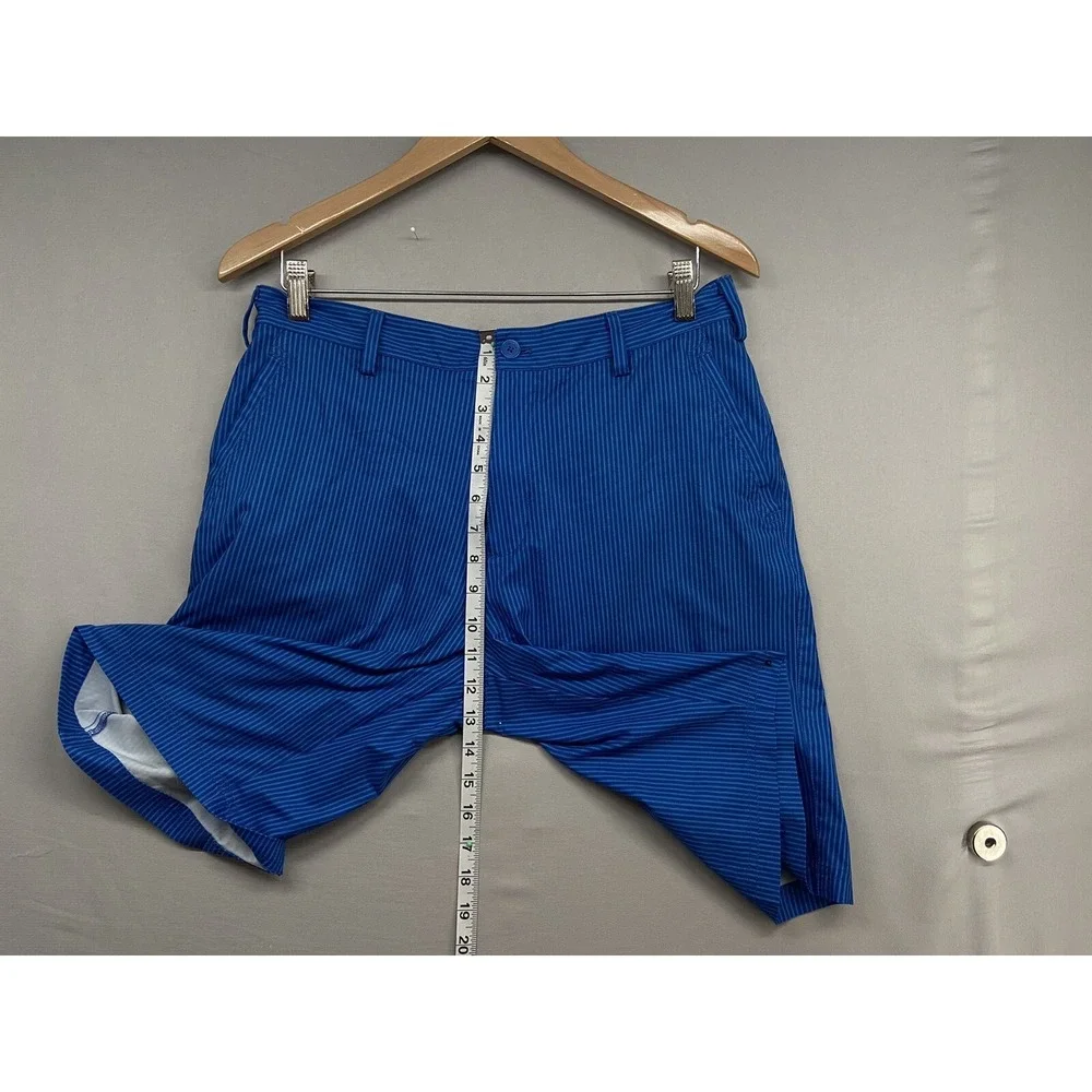 Adidas Golf Shorts Mens 32-Blue Striped-Flat Front-Casual-Lightweight-Beach-Logo